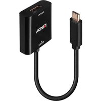 Black Lindy USB Type C to DisplayPort 4K144 Converter with short cable and compact design, featuring Lindy logo.