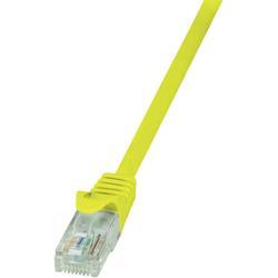 Yellow 0.25m Cat.5e U/UTP networking cable featuring a clear connector at one end, designed for reliable data transmission.