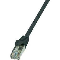Black 1m Cat.6 F/UTP networking cable with a flexible design and clear plastic RJ45 connector, ideal for high-speed data transmission.