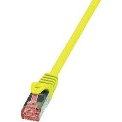 Bright yellow 1m Cat.6 S/FTP networking cable with a transparent connector, featuring a sturdy design for high-speed data transmission.