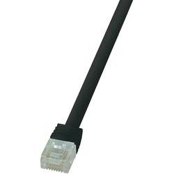 Black 1m Cat6 U/UTP RJ45 networking cable with a clear plastic connector at one end, designed for high-speed data transmission.
