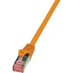 Orange 2m Cat.6 S/FTP networking cable with a sturdy, flexible design and a transparent connector, ideal for high-speed data transmission.