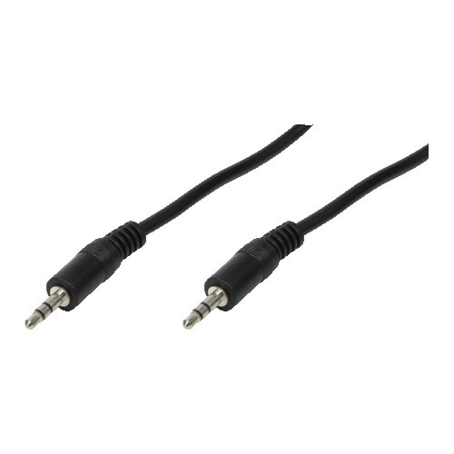 Black 10m audio cable featuring two 3.5mm connectors with durable plastic ends, designed for connecting audio devices.