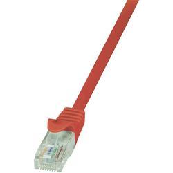 Red 3m Cat.6 U/UTP networking cable with clear plastic connectors, designed for high-speed data transmission, featuring a flexible, durable design.