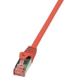 Red 5m Cat.6 S/FTP networking cable with a sleek design, featuring a transparent connector and a flexible, durable material for reliable data transmission.
