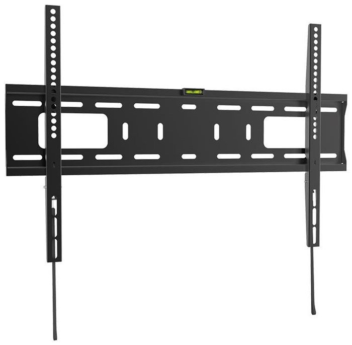 Black LogiLink BP0017 TV mount/stand designed for 70" TVs, featuring a sturdy metal frame with adjustable brackets and a built-in level for precise installation.
