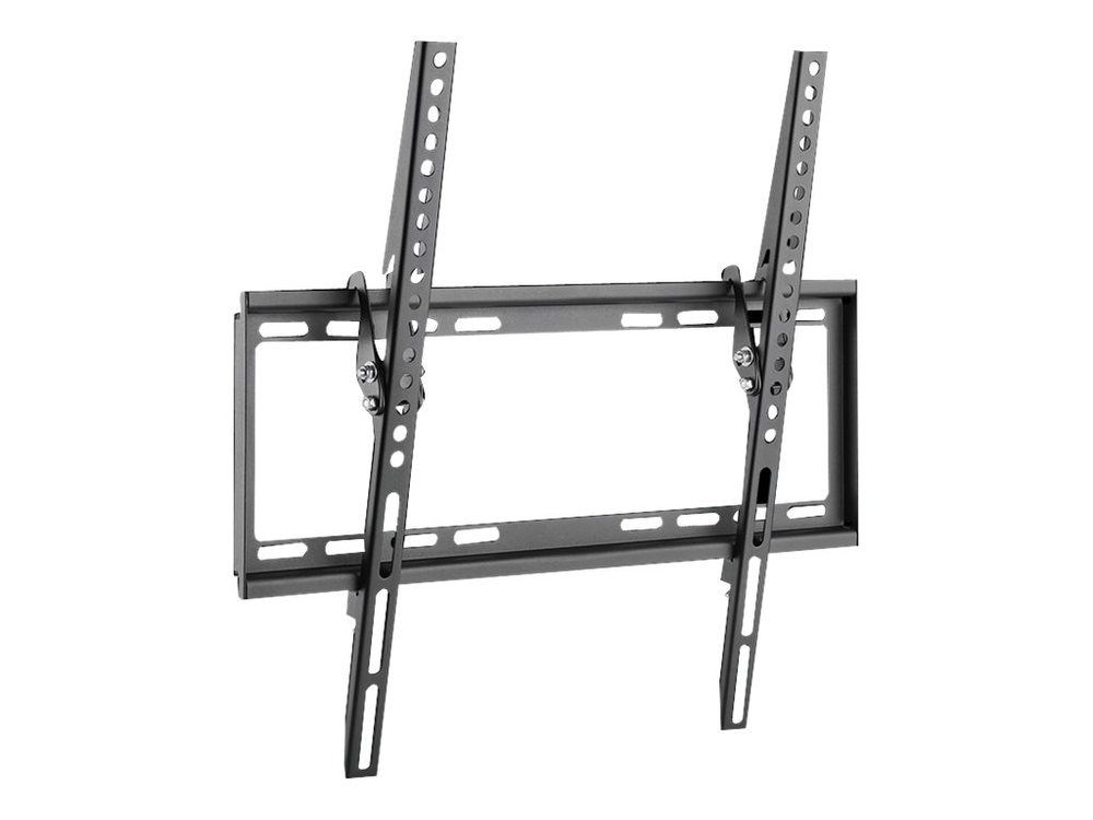 Black LogiLink BP0037 TV mount for 55" screens, featuring a sturdy stainless steel design with adjustable brackets and multiple mounting holes for easy installation.