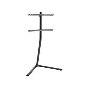 Black metal TV mount stand for 70" TVs, featuring a sturdy tripod base and adjustable brackets for secure TV placement.