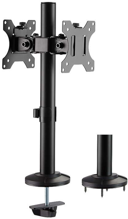 Black LogiLink BP0109 monitor mount stand with adjustable height, sturdy base, and dual VESA mounting brackets for screens up to 32 inches.