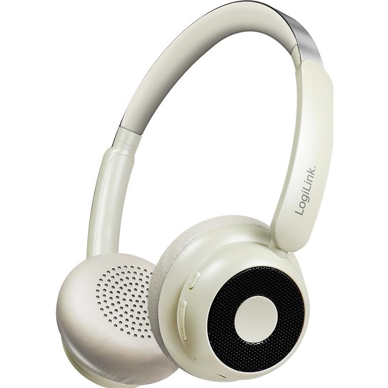 Brown LogiLink BT 6.0 headset featuring cushioned ear cups, a sleek design, and integrated controls on the ear cup for easy access.
