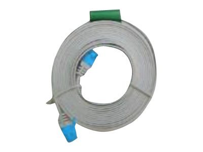 White LogiLink CAT5e UTP networking cable, 15 meters long, coiled with blue connectors at each end and a green label for identification.
