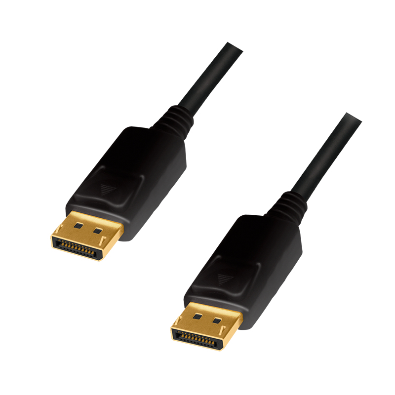 Black LogiLink CD0102 DisplayPort AV cable, 3 meters long, featuring gold-plated connectors on both ends for enhanced signal quality.