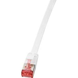 White 2-meter Cat6 U/FTP networking cable with a clear plastic connector featuring a red clip, designed for reliable data transmission.