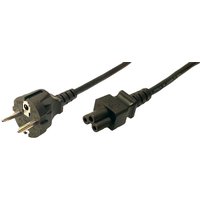 Black LogiLink CP093 power cable, 1.8m, with C5 coupler and CEE7/7 plug, three-prong design.