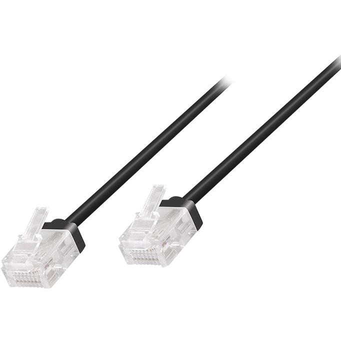 Black 0.15 m Cat6a U/UTP networking cable featuring clear connectors with a locking tab on both ends, designed for high-speed data transmission.