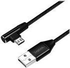 Black LogiLink CU0142 USB 2.0 cable, 0.3 meters long, featuring a USB-A connector and a Micro-USB B connector, with a durable braided design.