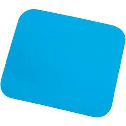 Bright blue, rectangular mouse pad made of smooth material, designed for comfortable mouse movement, featuring rounded corners for a sleek look.