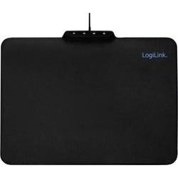 Black gaming mouse pad by LogiLink, featuring a smooth surface and a sleek design, with the LogiLink logo in the top corner.
