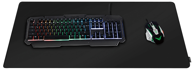 Black gaming mouse pad by LogiLink, featuring a smooth surface, large size for keyboard and mouse, and a sleek design that complements gaming setups.