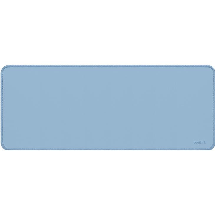 Blue gaming mouse pad by LogiLink, featuring a smooth surface and stitched edges for durability, designed for enhanced gaming performance.