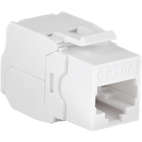 White LogiLink Keystone Jack Cat.6A UTP with rectangular shape and visible CAT6A marking on the front.