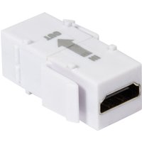 White LogiLink NK0014R keystone module with HDMI port and directional arrow on top.