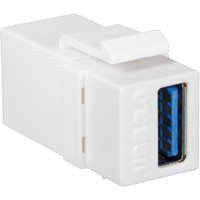 White LogiLink NK0015 keystone module with USB 3.0 port and blue connector interior.