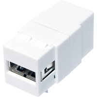 White LogiLink NK0017 keystone module with USB port and rectangular design.