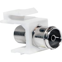 White LogiLink NK0020 keystone module with metallic F-type coaxial connector.