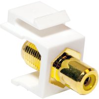 White LogiLink NK0026 keystone module with gold-plated coaxial connector and snap-in design.