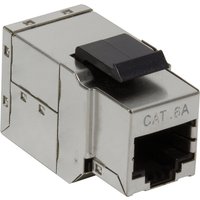 Silver LogiLink NK4010 keystone module with black latch and CAT.6A marking on the side.