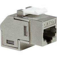 Metallic LogiLink NK4025 keystone module with CAT6 label, white clip, and rectangular port.