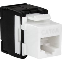 Black and white LogiLink NK4028 keystone module with CAT6A marking and RJ45 port.