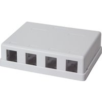 White LogiLink NK4034 RJ-45 socket safety cover with four rectangular ports and smooth surface.