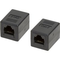 Black LogiLink RJ-45 cable gender changer with rectangular shape and Ethernet ports on both ends.