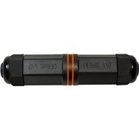 Black LogiLink NP0081 wire connector with dual RJ45 ports and orange accents.