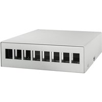 Grey LogiLink NP0093 network junction box with eight Ethernet ports and sleek rectangular design