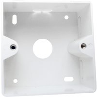 White LogiLink NP0221 mounting kit, square shape with multiple screw holes and central circular opening.