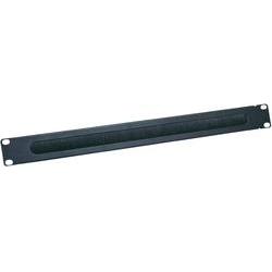 Black metal rack accessory with a long, rectangular design and ventilation slots, suitable for organizing cables in a server or equipment rack.
