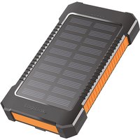 Black LogiLink PA0321 power bank, 6000 mAh, with solar panel design and orange accents on the sides.