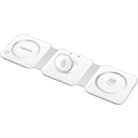 White LogiLink PA0344 wireless charger with three charging pads and LED indicators.