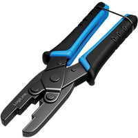 Black and blue LogiLink parallel crimping tool with ergonomic handles for keystone jacks and field connections.
