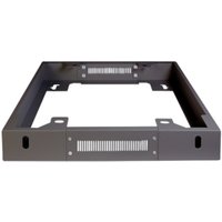 Black LogiLink PLI88B rack plinth with vented panels and rectangular frame design for server racks.