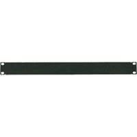 Black LogiLink PN101B rack accessory, slim rectangular panel with four corner mounting holes.