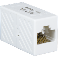 White LogiLink RJ45 Inline Coupler, Cat.6A, mini type, unshielded, with ribbed sides and visible internal connectors.