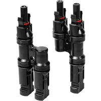Black LogiLink Solar Y-Connector set, 2 pcs, male and female, PVC, with dual input and output ports, compact design.