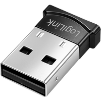 Compact LogiLink USB-A BT 6.0 adapter, silver with black cap, USB 2.0, dual mode, EDR technology.