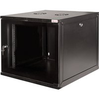 Black LogiLink W12A40B wall-mounted rack cabinet with lockable front door and ventilation slots on top.