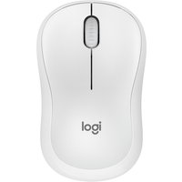White Logitech ambidextrous wireless mouse with scroll wheel and Bluetooth connectivity.