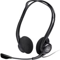 Black Logitech 960 USB headset with adjustable boom mic, padded ear cups, and flexible headband.